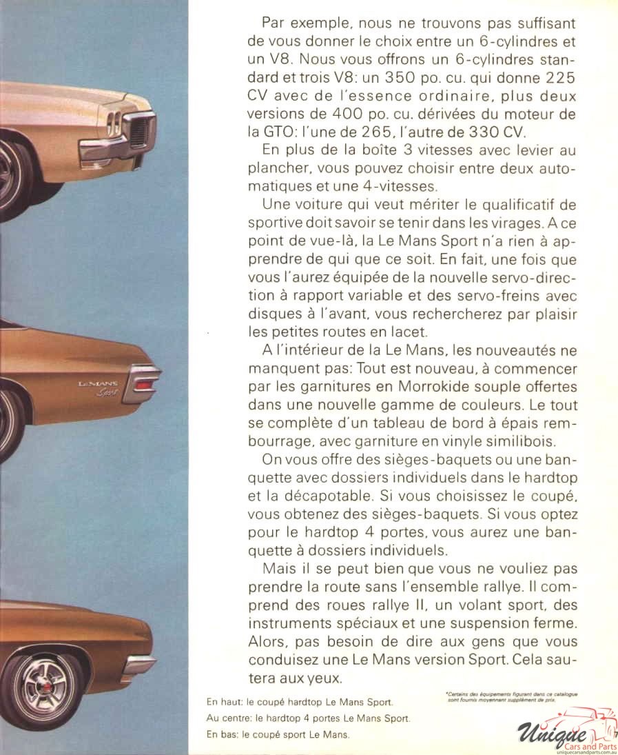 1970 Pontiac LeMans Tempest Canadian (French) Brochure Page 10